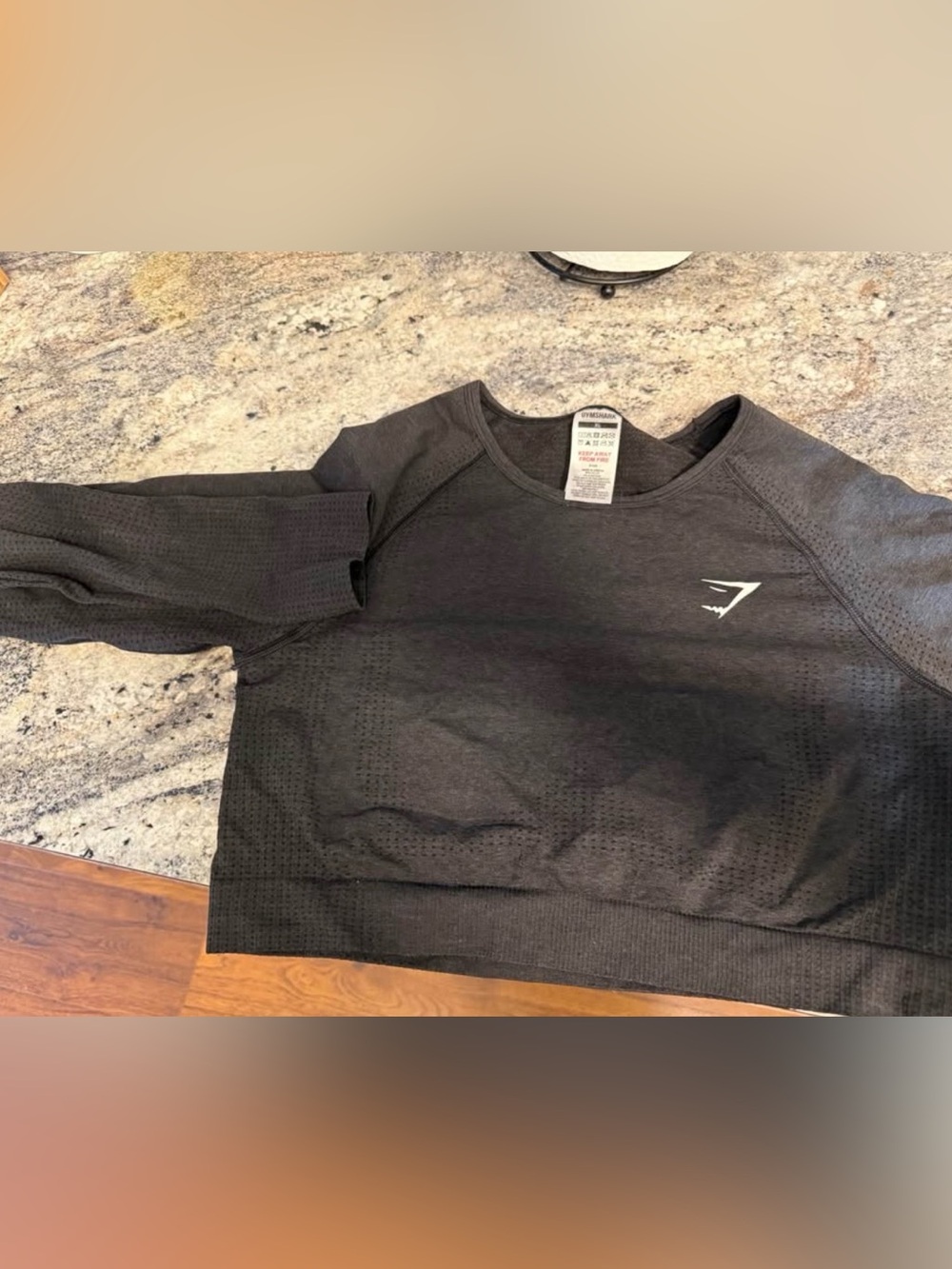 Gymshark Black Crewneck Performance Sweater Cropped